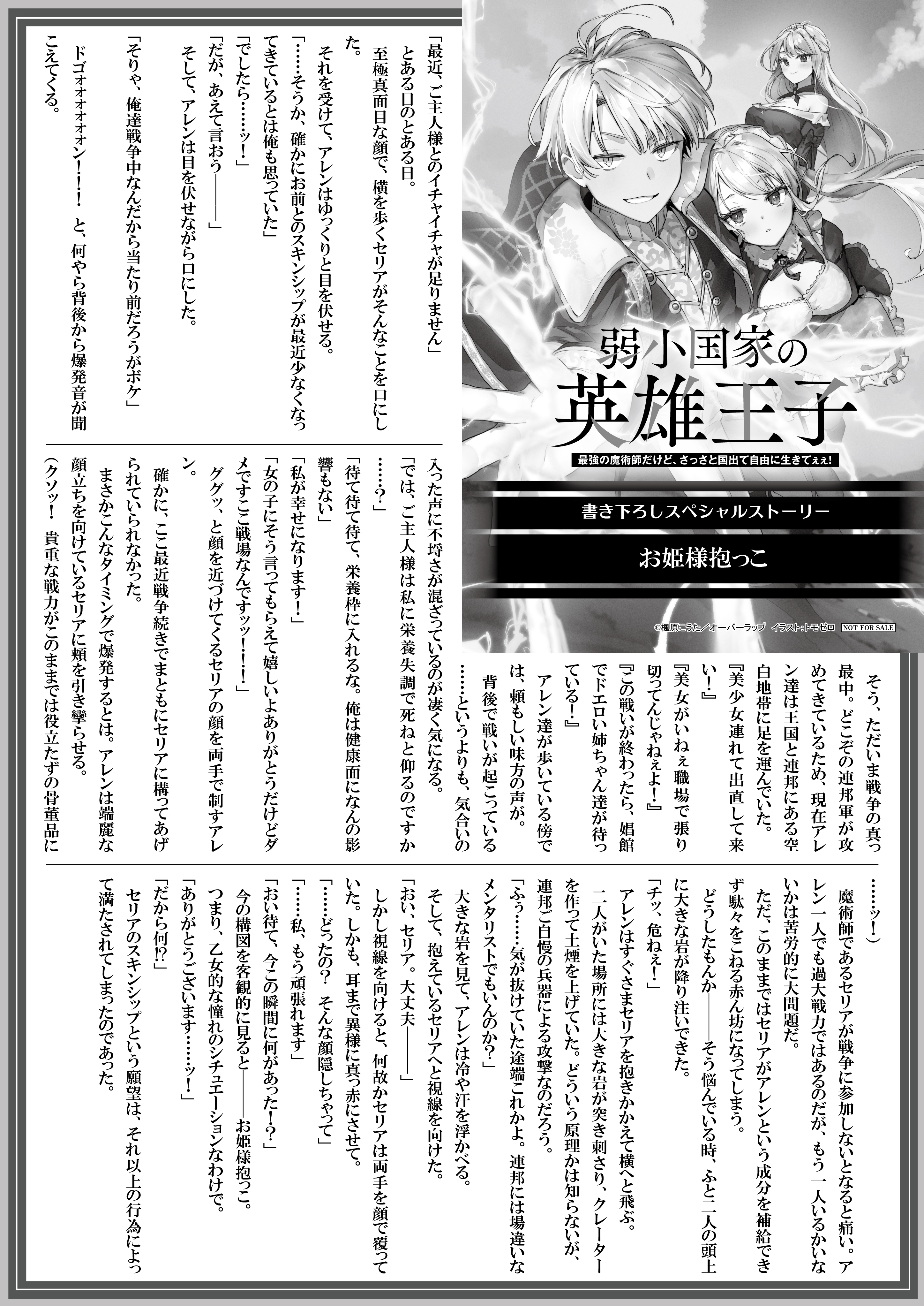 【文庫】『弱小国家の英雄王子　～最強の魔術師だけど、さっさと国出て自由に生きてぇぇ！～』B5SSペーパー